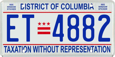 DC license plate ET4882