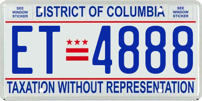 DC license plate ET4888