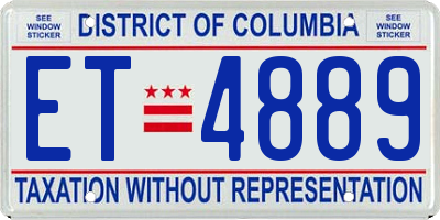 DC license plate ET4889