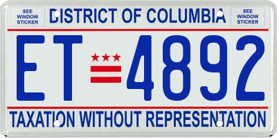 DC license plate ET4892