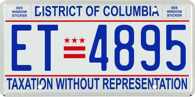DC license plate ET4895