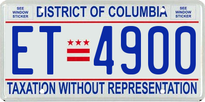 DC license plate ET4900
