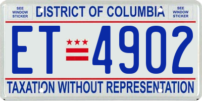 DC license plate ET4902
