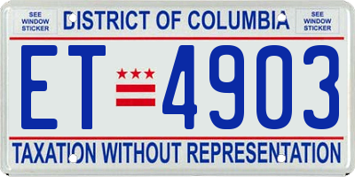 DC license plate ET4903