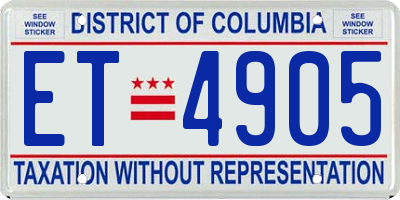 DC license plate ET4905