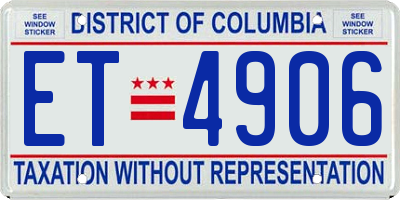 DC license plate ET4906