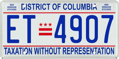 DC license plate ET4907