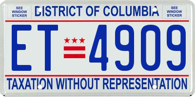 DC license plate ET4909
