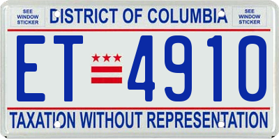 DC license plate ET4910