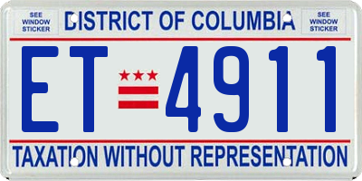 DC license plate ET4911