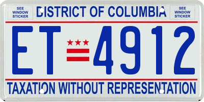 DC license plate ET4912
