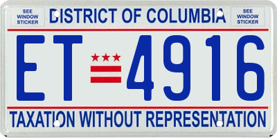 DC license plate ET4916