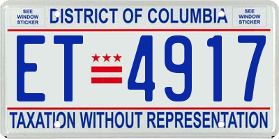DC license plate ET4917