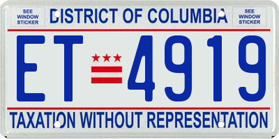 DC license plate ET4919