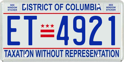 DC license plate ET4921