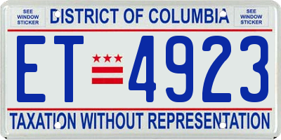 DC license plate ET4923