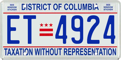 DC license plate ET4924