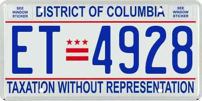 DC license plate ET4928