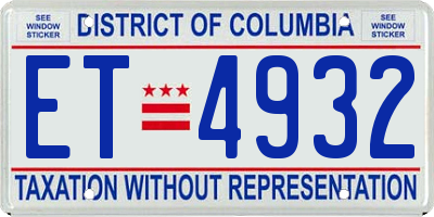 DC license plate ET4932