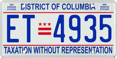 DC license plate ET4935