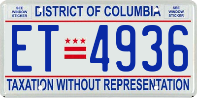 DC license plate ET4936