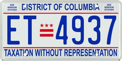 DC license plate ET4937