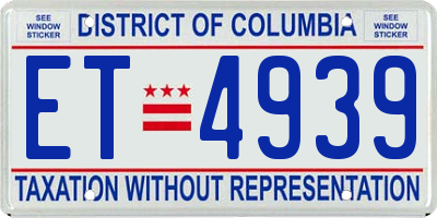 DC license plate ET4939