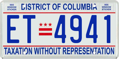 DC license plate ET4941