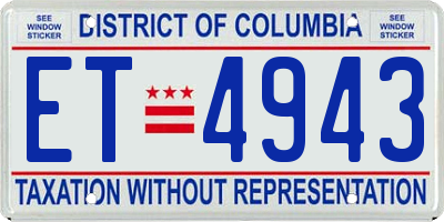 DC license plate ET4943