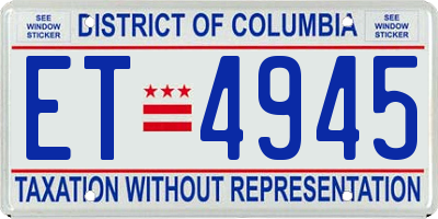 DC license plate ET4945