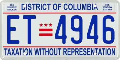 DC license plate ET4946