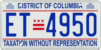 DC license plate ET4950