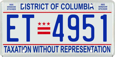 DC license plate ET4951