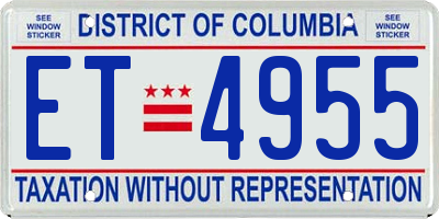 DC license plate ET4955