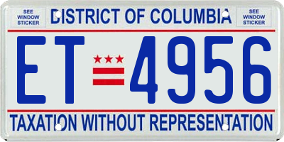 DC license plate ET4956