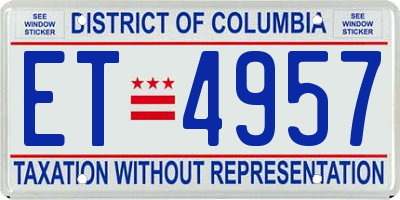 DC license plate ET4957