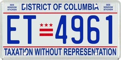 DC license plate ET4961