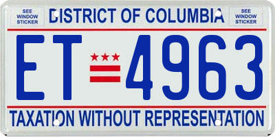 DC license plate ET4963