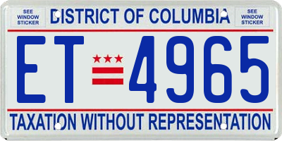 DC license plate ET4965