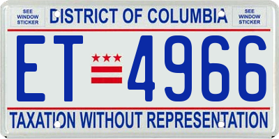 DC license plate ET4966