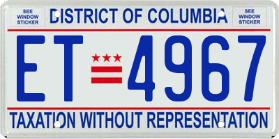 DC license plate ET4967