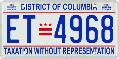 DC license plate ET4968