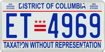 DC license plate ET4969
