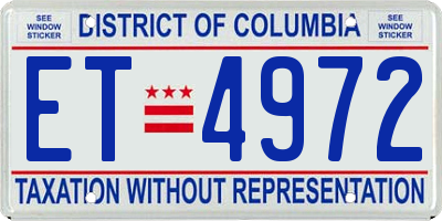 DC license plate ET4972