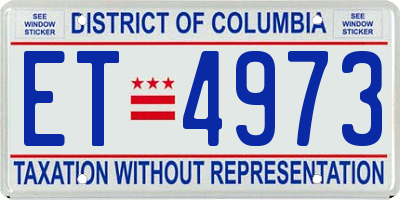 DC license plate ET4973