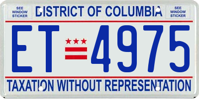 DC license plate ET4975