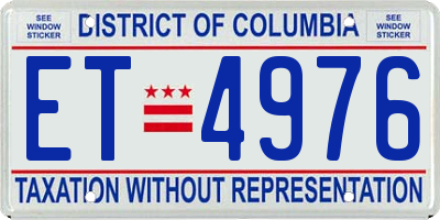 DC license plate ET4976