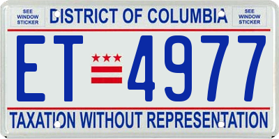 DC license plate ET4977