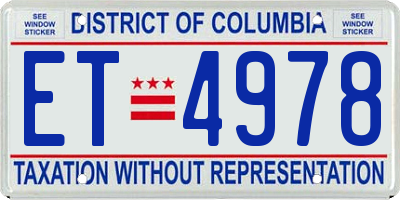DC license plate ET4978