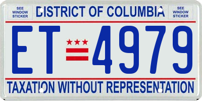 DC license plate ET4979